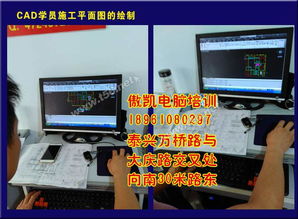 泰興傲凱電腦培訓 從零基礎到高級，工程機械CAD制圖一期包會